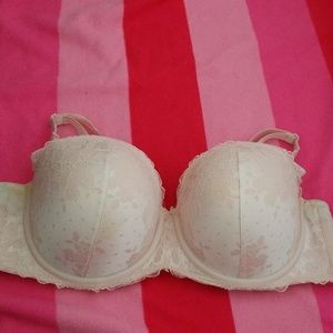 Light Pink Strappy Lace Push-Up Strapless Bra